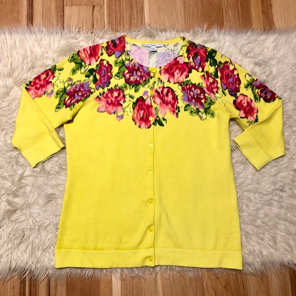 Isaac Mizrahi Watteau Rose Print Cardigan - Picture 2 of 8